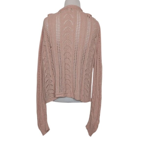 Cato Crochet Ruffle Cardigan Womens Size XL Baby Pink Long Sleeve Sweater - Picture 8 of 13
